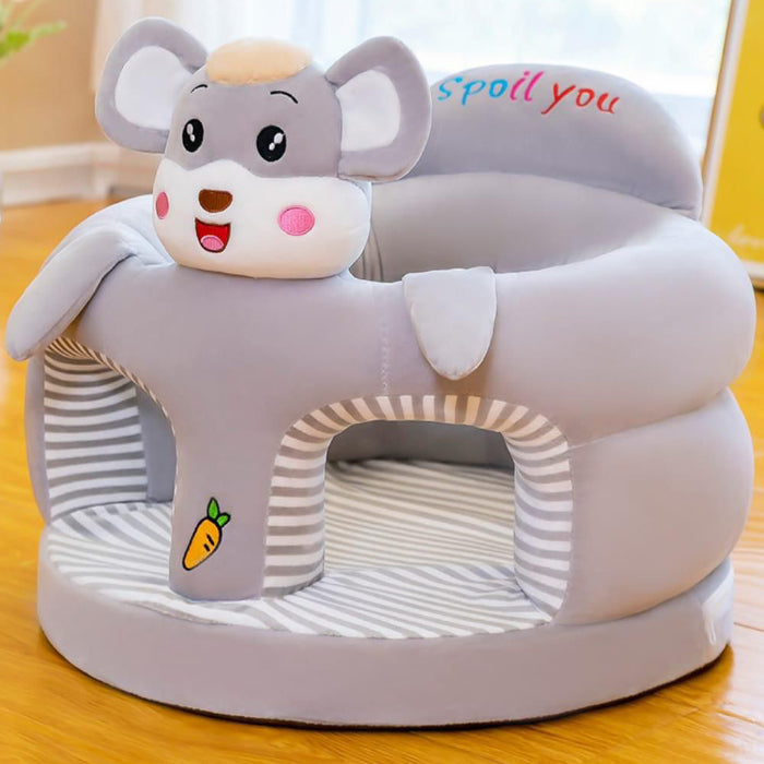 Baby Sit Up Chair, Cute Cartoon in Grey & White Color for Infant Sit Up Chair Plush Sofa