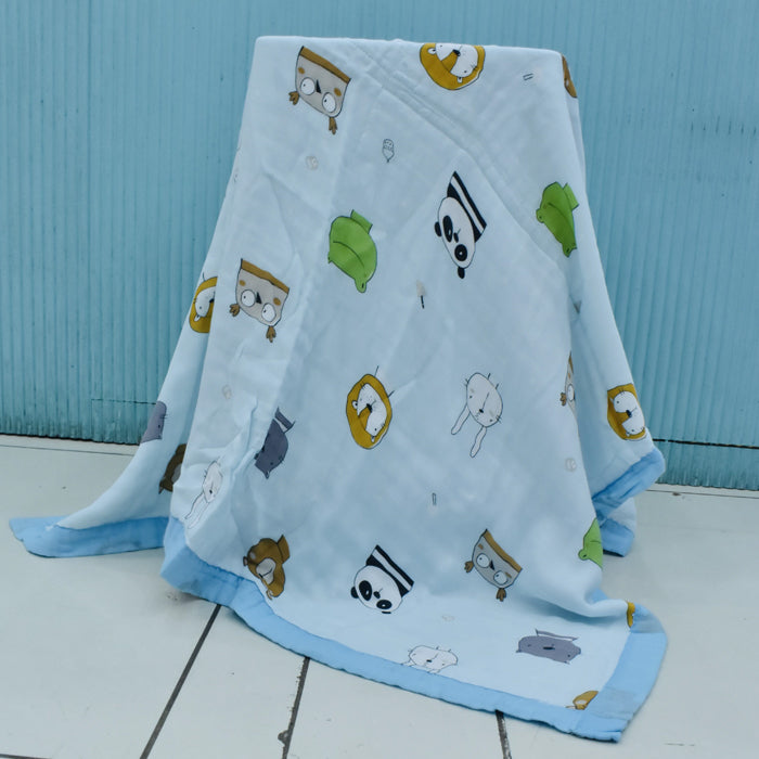 Muslin Baby Blanket – Animal Faces Print with 6 Layers - Super Soft, Breathable & All Seasons Multipurpose Blanket for Newborn.