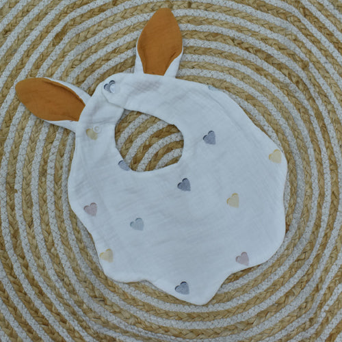 Baby Bib with Bunny Ears - Soft & Adjustable Cotton Bib for Newborns, Infants, & Toddlers