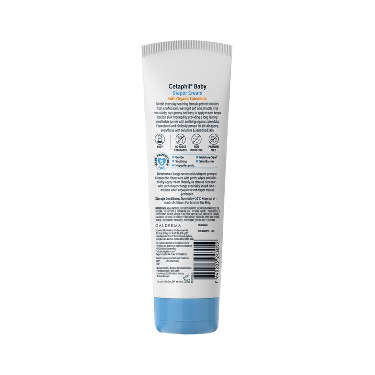 Cetaphil Baby Diaper Cream with Organic Calendula 70 g - For Sensitive Baby Skin