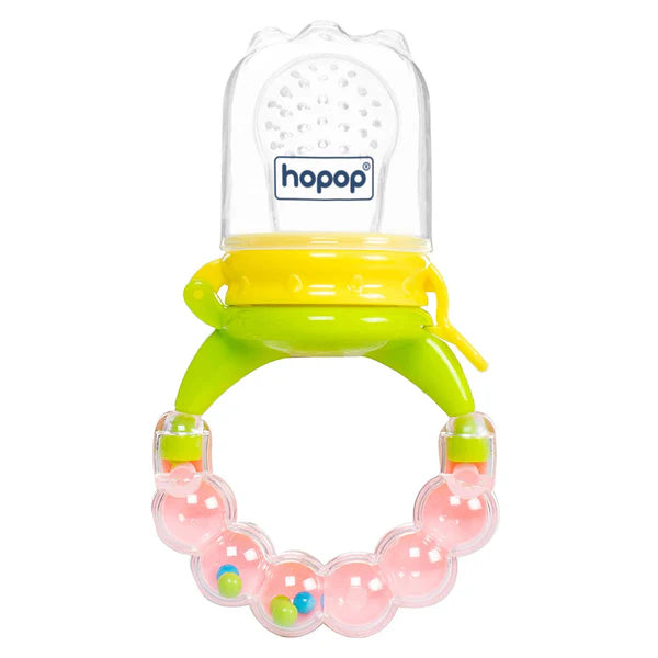 Hopop Silicone Baby Fruit Feeder with Rattle Handle – Teether & Fruit Food Nibbler