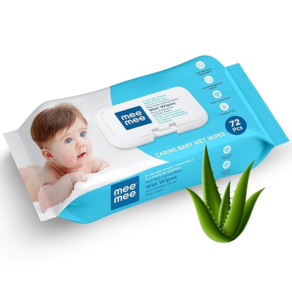 Mee Mee Baby Wet Wipes (72 wipes ) with Aloe Vera extract and Fliptop Lid - Cleansing Wipes