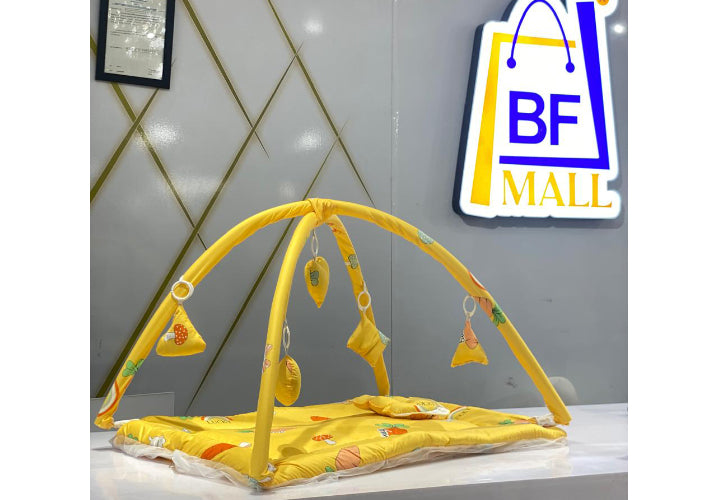 New Born Baby Bedding Play Gym Mattress with Net ( Mushroom Print)