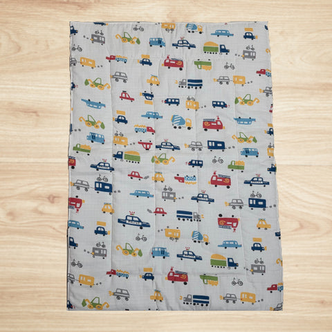 Baby Cotton Crush Muslin Godadi with Vehicle Print Design in Multicolor
