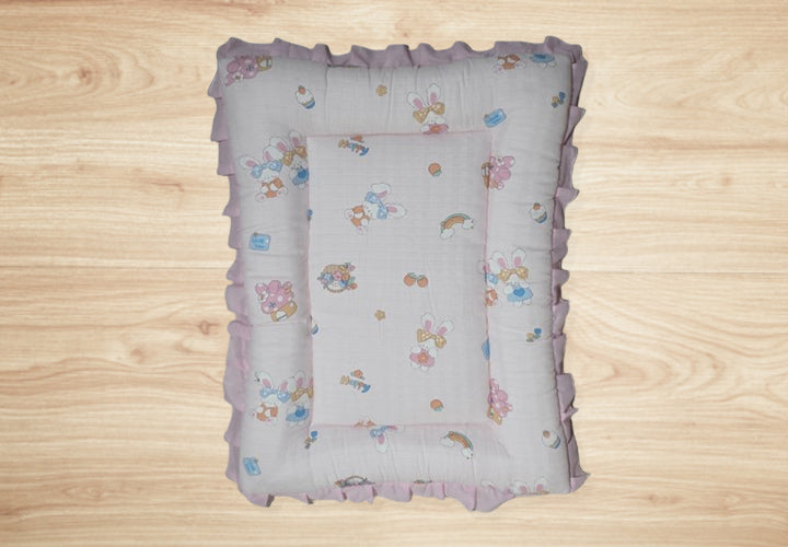 Baby Cotton Crush Muslin Godadi with Rabbit Print Design and Happy Text