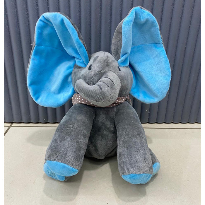 Elephant Soft Toy on Touch Play Music—the interactive plush friend every little one will adore! ( Grey & Blue Color)
