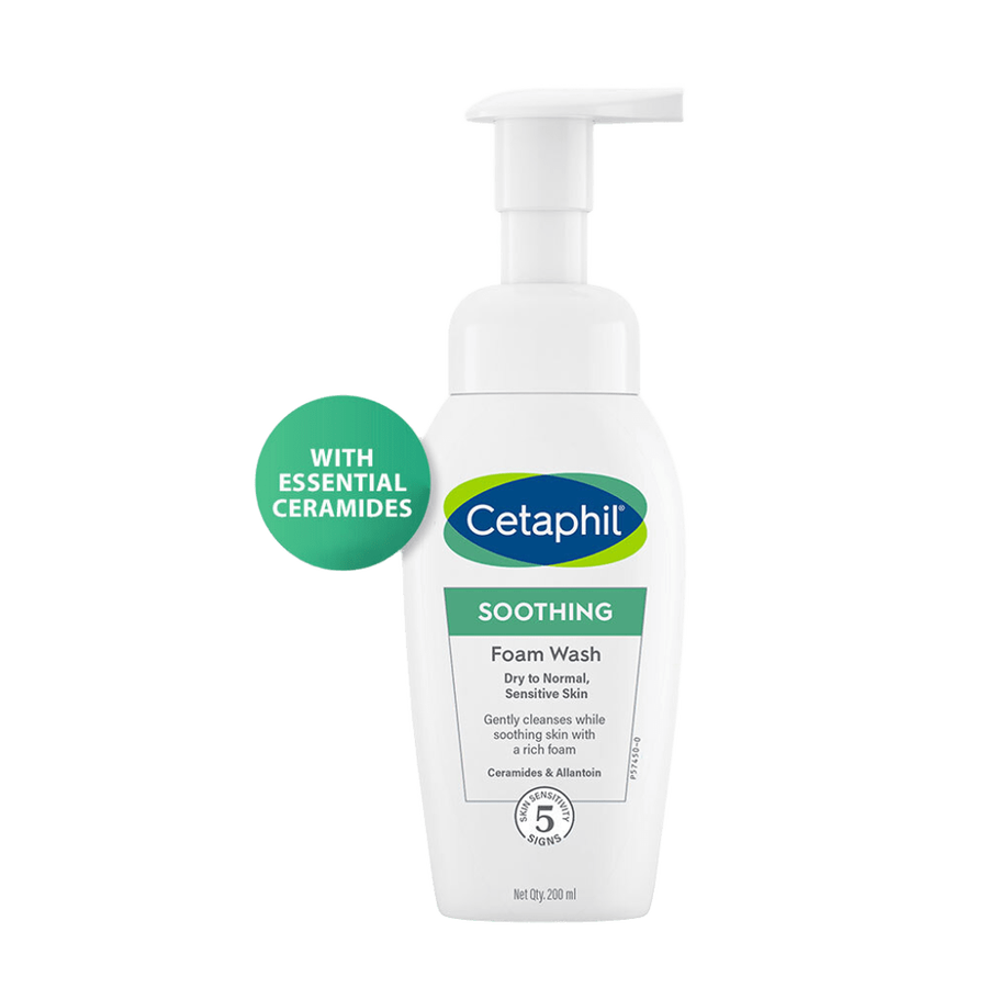Cetaphil Soothing Foam Wash 200 ml for Dry to Normal Skin with Ceramides