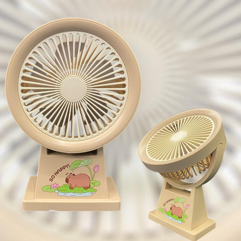 This adorable item is a Capybara-themed rechargeable mini desktop fan, often referred to as the 