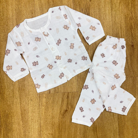 The image displays a baby night suit set, which is typically a full-sleeves shirt and pajama combination.