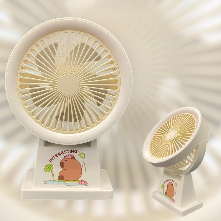 This adorable item is a Capybara-themed rechargeable mini desktop fan, often referred to as the "So Happy!" capybara series. It's designed for personal use on desks, study tables, or bedside stands.