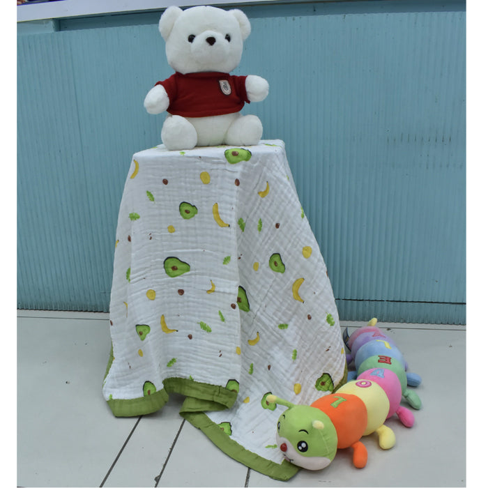 Muslin Baby Blanket with Avacado Banana Print  - Super Soft, Breathable & All Seasons Multipurpose Blanket for Newborn.