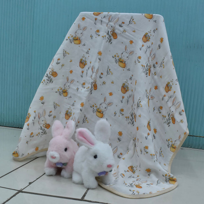 Muslin Swaddle Blankets Bunny Print – 100% Cotton, Soft & Breathable Baby Wraps for Newborns