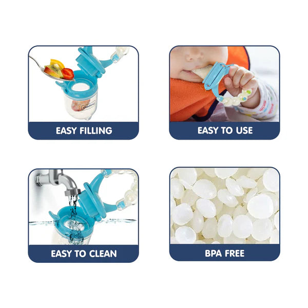 Hopop Silicone Baby Fruit Feeder with Rattle Handle – Teether & Fruit Food Nibbler