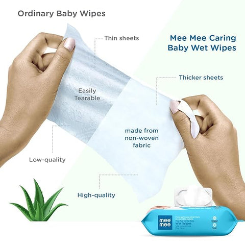 Mee Mee Baby Wet Wipes (72 wipes ) with Aloe Vera extract and Fliptop Lid - Cleansing Wipes