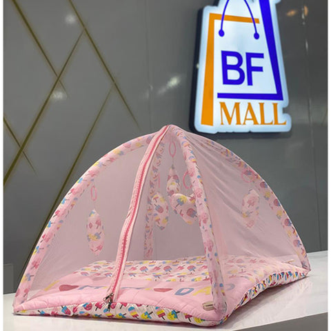 New Born Baby Bedding Play Gym Mattress with Net (Ice cream Dolly Print)