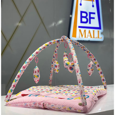 New Born Baby Bedding Play Gym Mattress with Net (Ice cream Dolly Print)