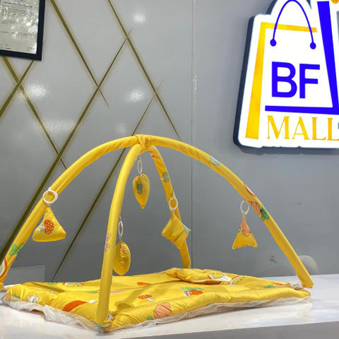 New Born Baby Bedding Play Gym Mattress with Net ( Mushroom Print)