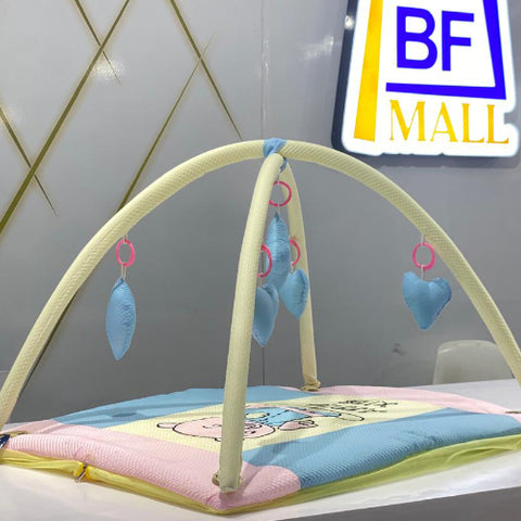 New Born Baby Bedding Play Gym Mattress with Net ( Teddy Bear Print)