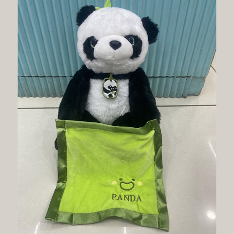 Plush Musical Stuffed Spongy Panda Teddy Bear Soft Toy with Battery Operated for Girls & Boys Black & White