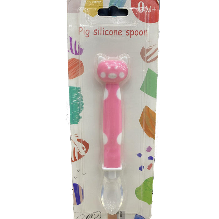 Baby Silicone Feeding Spoon - Pig Shaped Sof Silicone Spoon