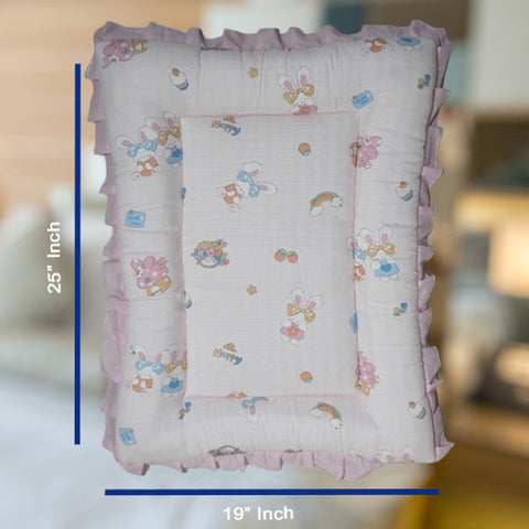 Baby Cotton Crush Muslin Godadi with Rabbit Print Design and Happy Text