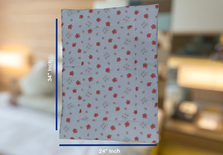 Floral Pink with Bunny Print Design Mattress, Pink & White Color.