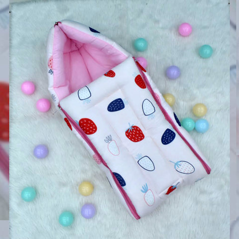 Pure Soft Cotton Baby Boys and Baby Girls 3 in 1 Multi Usage Sleeping Bag and Carry Bag and Bed cum Baby Odddna Wrapper Cum Blanket