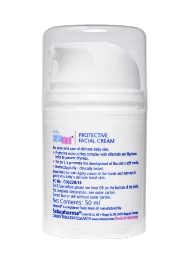 Sebamed Baby Protective Facial Cream - Vitamin E for Soft Skin - Ideal for salivary rashes - 50ml