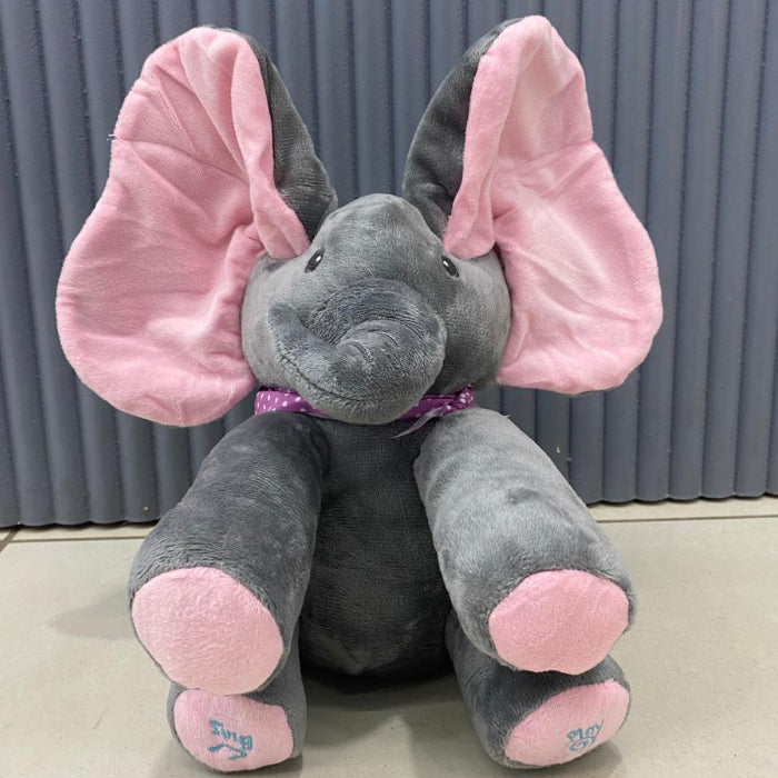 Singing Interactive Musical Baby Elephant Stuffed Plush Singing Peek-A-Boo with Moving Ears for Kids, Toddlers, Boys and Girls