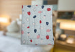 Baby Cotton Crush Muslin Godadi with Strawberry Print Design in Blue ,White & Red Color.