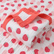 Muslin Baby Blanket - Strawberry Print with 6 Layers - Super Soft, Breathable & All Seasons Multipurpose Blanket for Babies.