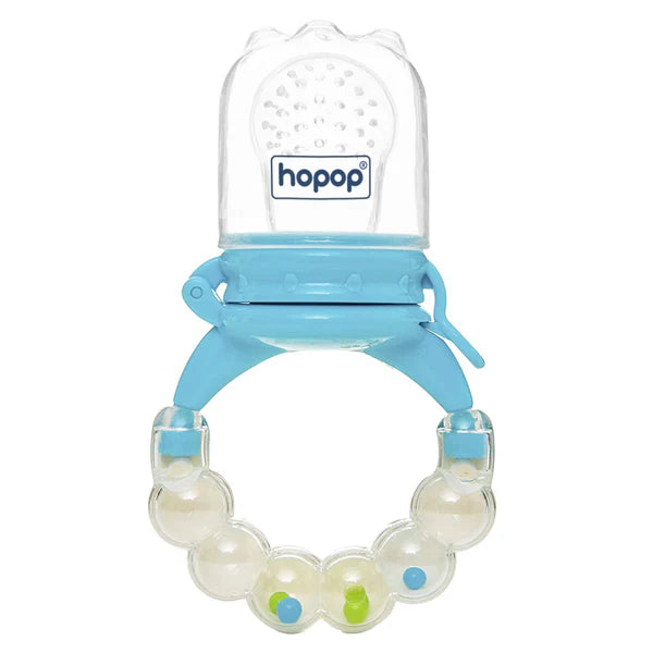 Hopop Silicone Baby Fruit Feeder with Rattle Handle – Teether & Fruit Food Nibbler